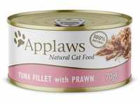 Applaws Premium Natural Katzenfutter Nass, Thunfischfilet mit Garnelen in Brühe 70g