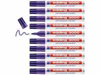 edding 3000 Permanentmarker - violett (lila) - 10 Stifte - Rund-Spitze 1,5-3 mm...