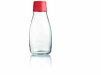 Retap ApS 0.3 Litre Small Borosilicate Glass Water Bottle, Red