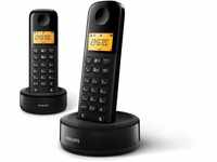 Philips Schnurloses Telefon D1602B/01 Duo - DECT Telefon 2 Stück - Haustelefon...