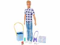 Barbie Camping Serie, Ken Puppe mit braunen Haaren, Landkarte, Fernglas, Camping