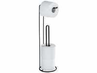 WENKO Stand Toilettenpapierhalter 2 in 1 Lugano - WC-Rollenhalter, Stahl, 15.5...