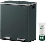 SONGMICS M&uuml;lleimer, 2 x 30 Liter, 2 F&auml;cher, M&uuml;lltrennsystem, Treteimer,