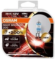 Osram Night Breaker H11, 200 Prozent Mehr Helligkeit, Halogen-Scheinwerferlampe,