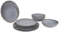 Bo-Camp Melamin Geschirr Set 12tlg Camping Essgeschirr Reise Picknick Teller, Grau