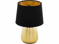 EGLO Tischlampe Manalba 1, Textil Nachttischlampe aus Keramik in gold und einem