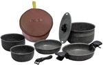 Beaver Brand Camping Kochgeschirr Dolomia Plus, 10tlg. Granitgrau, Alu, 1 Topf 22cm,