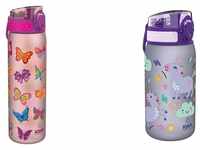 ion8 Auslaufsichere Schlanke Trinkflasche, BPA-frei, Schmetterlinge, 600ml &