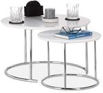 Relaxdays Beistelltisch 2er Set rund, Kleiner Couchtisch matt, Satztisch Holz...