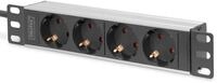 DIGITUS 4-Fach Steckdosenleiste - 1HE - 10-Zoll (254 mm) - Rack-Montage in