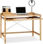 Relaxdays Computertisch Holz, Tastaturauszug, B&uuml;rotisch ausziehbar, Schreibtisch