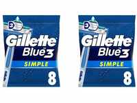 Gillette Blue 3 Simple Einwegrasierer Männer, 8 Rasierer mit 3-fach Klinge,