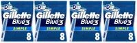 Gillette Blue 3 Simple Einwegrasierer M&auml;nner, 8 Rasierer mit 3-fach Klinge,