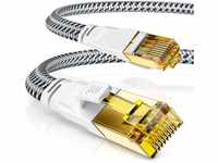 CSL - 20m CAT 7 Netzwerkkabel Flach 40 Gbits - Baumwollmantel - LAN Kabel...