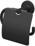 Lenz Papierhalter Nero in Schwarz-matt &ndash; Mit Deckel &ndash; Wandmontage &ndash; Zum Bohren