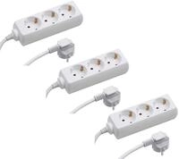 Meister Steckdosenleiste 3-fach - 3er Set - 1,4 m Kabel - wei&szlig; - Kunststoffleitung -