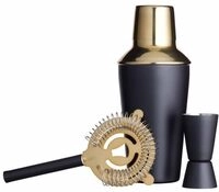 BarCraft Cocktail Set, 3-teiliger Edelstahl-Cocktail-Shaker, Jigger, Sieb und