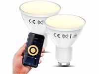 B.K.Licht - 2er Set Smart Home LED Lampe GU10 smart via App- und...