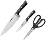 Tefal Ice Force 3-teiliges Messerset, Kochmesser, Universalmesser, K&uuml;chenschere,