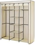 SONGMICS Kleiderschrank, Faltschrank, Stoffschrank, faltbare Garderobe mit 2