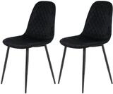 Hela Tische, 2er Set Esszimmerstuhl K&uuml;chenstuhl Mira, Samvelour Schwarz,