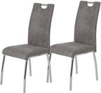 Hela Tische, 2er Set Esszimmerstuhl K&uuml;chenstuhl Susi, Mikrofaser Vinatge Grau,