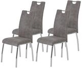 Hela Tische, 4er Set Esszimmerstuhl K&uuml;chenstuhl Susi, Mikrofaser Vinatge Grau,