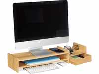 Relaxdays Monitorständer Bambus, Bildschirmerhöhung, PC-Ablage,...