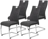 Hela Tische, 4er Set Schwingstuhl Alina Webstoff Anthrazit, Metallgestell...
