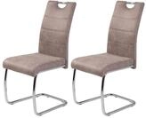 Hela Tische 2er Set Schwingstuhl, K&uuml;chenstuhl Flora II, Microfaser Vintage Beige,