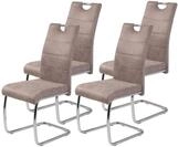 Hela Tische 4er Set Schwingstuhl, K&uuml;chenstuhl Flora II, Microfaser Vintage Beige,