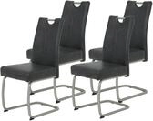 Hela Tische, 4er Set Esszimmerstuhl Schwingstuhl Sophia, Microfaser Anthrazit,