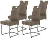 Hela Tische, 4er Set Esszimmerstuhl Schwingstuhl Sophia, Microfaser Schlamm,