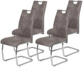 Hela Tische 4er Set Schwingstuhl, K&uuml;chenstuhl Flora II, Microfaser Vintage Grau,