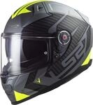 LS2, Integraler Motorradhelm Vector II Splitter Matt Titanium H-V Yellow, XXL