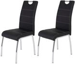 Hela Tische, 2er Set Esszimmerstuhl Susi, Bezug Kunstleder Schwarz, Griffmulde,