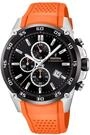 Festina Herren Uhr Analog mit Orangem Kautschukarmband - Quarzwerk - Chronograph -