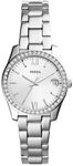 Fossil Uhr f&uuml;r Damen Scarlette Mini, Quarzwerk, 32mm Silbernes Edelstahlgeh&auml;use mit