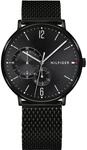 Tommy Hilfiger Herren 40mm Analoge Multifunktions-Quarz-Uhr - Schwarzes Zifferblatt,