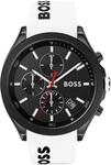 BOSS Herren Chronograph Quarz Uhr 44 mm Velocity Kollektion, mit Schwarzem