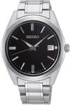 Seiko Herren-Uhr Quarz Edelstahl mit Edelstahlband SUR311P1, Schwarz