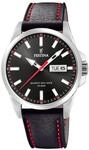Festina Herren Uhr Analog mit Schwarzem Lederarmband - Quarzwerk - Kalender -