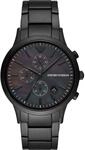 Emporio Armani Herrenuhr, QuarzChronographenwerk, 43mm Schwarzes Edelstahlgeh&auml;use