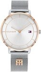 Tommy Hilfiger Analog Quarzuhr f&uuml;r Damen mit Silbernes Edelstahl-Mesh-Gliederarmband