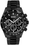 BOSS Chronograph Quarz Uhr f&uuml;r Herren mit Schwarzes Edelstahlarmband, Schwarz, One