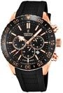 Festina Herren Uhr Analog mit Schwarzem Kautschukarmband - Quarzwerk - Chronograph -