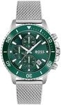 BOSS Chronograph Quarz Uhr f&uuml;r Herren Kollektion Admiral mit Silbernes