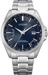 Citizen Eco-Drive Funk-Solar Herren Armbanduhr aus Edelstahl in der Farbe Silber-Blau