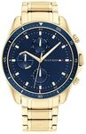 Tommy Hilfiger Multi Zifferblatt Quarz Uhr f&uuml;r Herren mit Goldfarben
