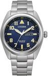 CITIZEN Herren Analog Quarz Uhr mit Titan Armband BM8560-88LE, Blau